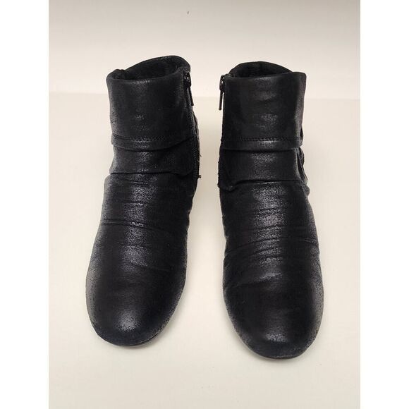 Auditions Sana Black Buckle Strap Cuffed Wedge Heel BOOTIES 7M - Picture 7 of 10